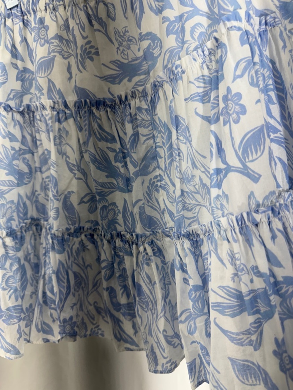 Blue Floral Tiered Button Mini Skirt - Picture 6 of 7